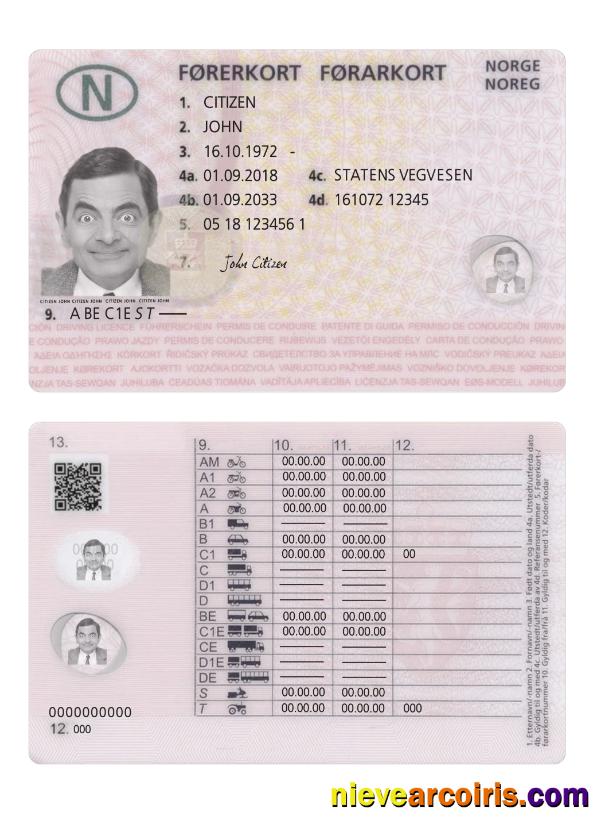 Norway driving license 2018-present